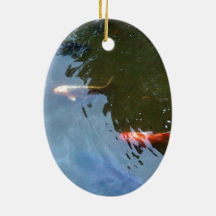 Fish, Koi Carps in pond Ceramic Tree Decoration