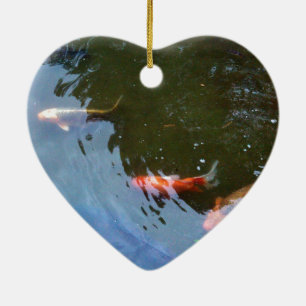 Fish, Koi Carps in pond Ceramic Tree Decoration