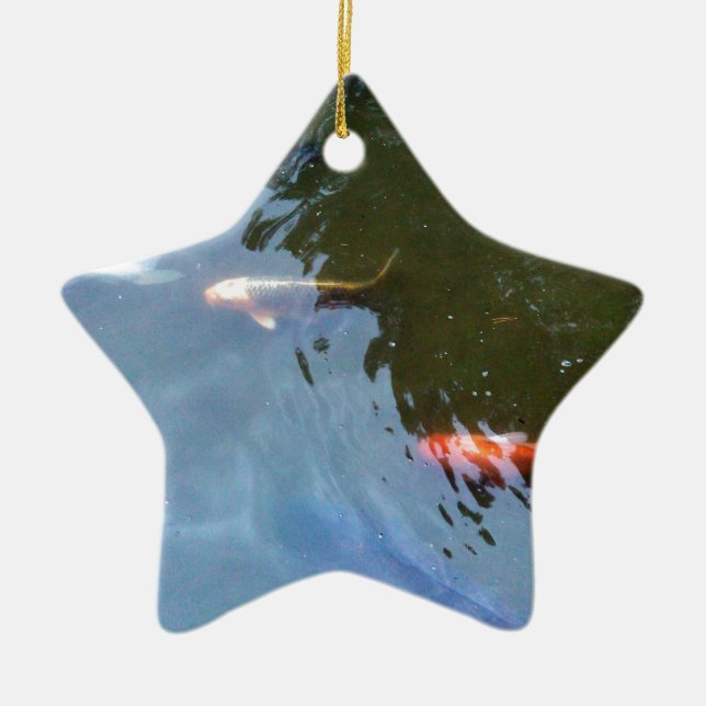 Fish, Koi Carps in pond Ceramic Tree Decoration (Front)