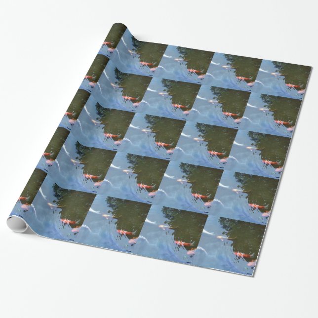 Fish, Koi Carps in pond Wrapping Paper (Unrolled)