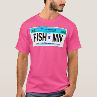 Fish Lakes Rivers Minnesota Mn License Plate Water T-Shirt