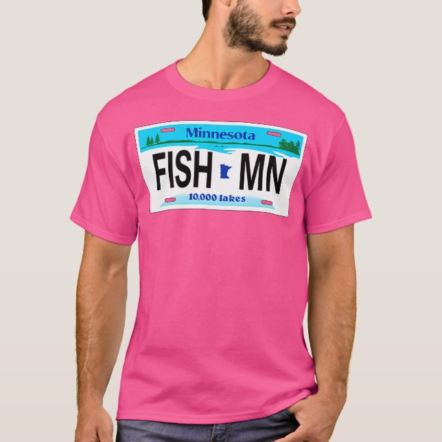 Fish Lakes Rivers Minnesota Mn License Plate Water T-Shirt (Front)