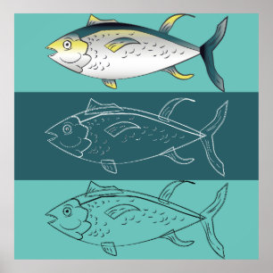 Fish Line Art Illustration Poster
