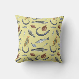 Fish Lover Two Designs Eel Salmon Flounder Perch Cushion