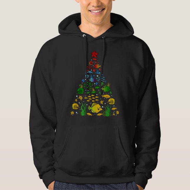 Fish Lovers Sea Beach Aquatic Christmas Tree Xmas  Hoodie (Front)
