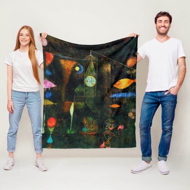 Fish Magic, Paul Klee Fleece Blanket (In Situ)