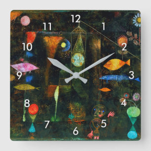 Fish Magic, Paul Klee Square Wall Clock