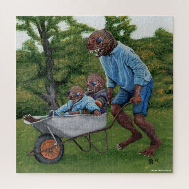 Fish Man Autumn Fun Fantasy Art Large Puzzle (Vertical)