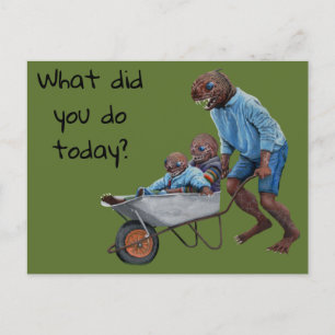 Fish Man Autumn Fun Ride Fantasy Art Postcard