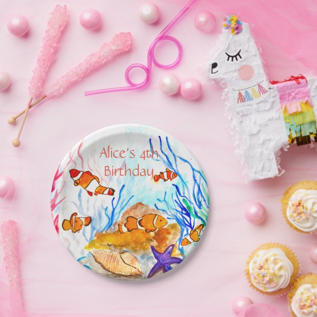 Fish Marine Under the Sea Birthday Ocean Coral Paper Plate (Party)