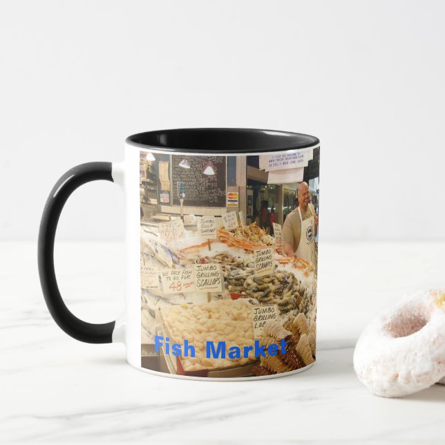 Fish Market Seattle Washington Mug (With Donut)