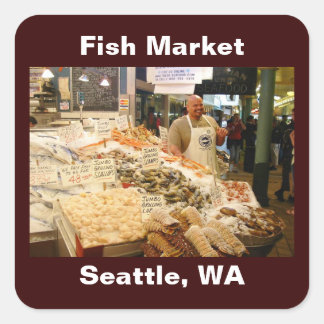 Fish Market Seattle Washington Square Sticker