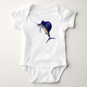 fish marlin swordfish aquatic baby bodysuit