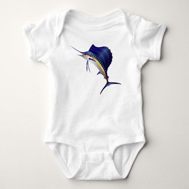 fish marlin swordfish aquatic baby bodysuit (Front)