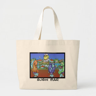 Fish Meet Markets AKA Sushi Bar Funny Gifts & Card Large Tote Bag