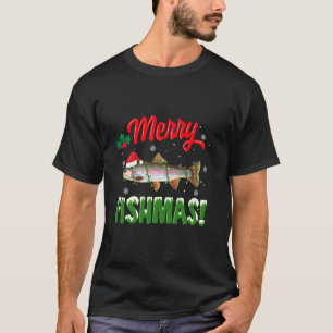 Fish Merry Christmas Rainbow Trout Fishing Pajama T-Shirt
