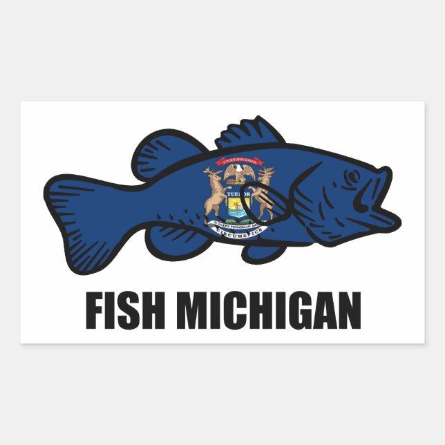 Fish Michigan Rectangular Sticker (Front)