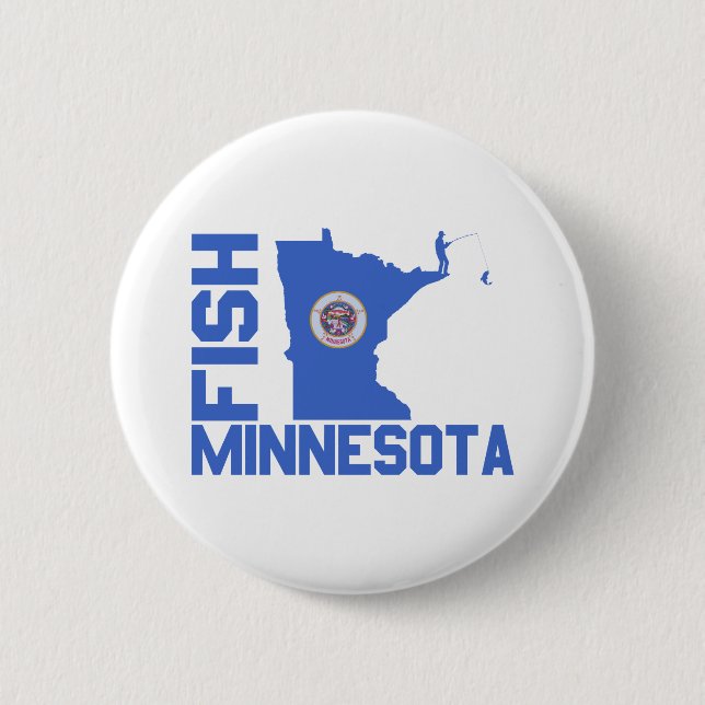 Fish Minnesota State Outline 6 Cm Round Badge (Front)