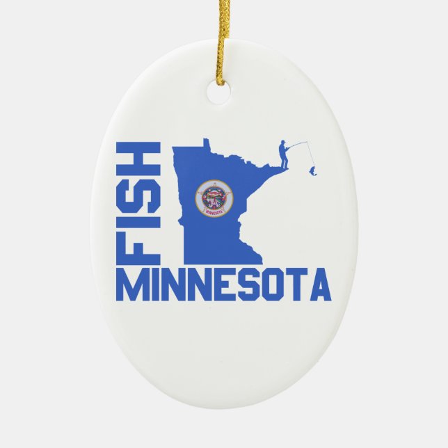 Fish Minnesota State Outline Ceramic Tree Decoration (Front)