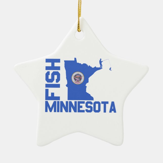 Fish Minnesota State Outline Ceramic Tree Decoration (Front)