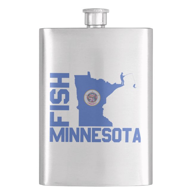 Fish Minnesota State Outline Hip Flask (Front)