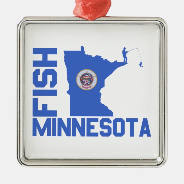 Fish Minnesota State Outline Metal Tree Decoration (Front)