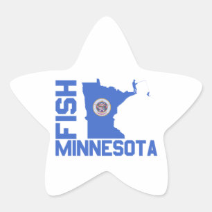 Fish Minnesota State Outline Star Sticker