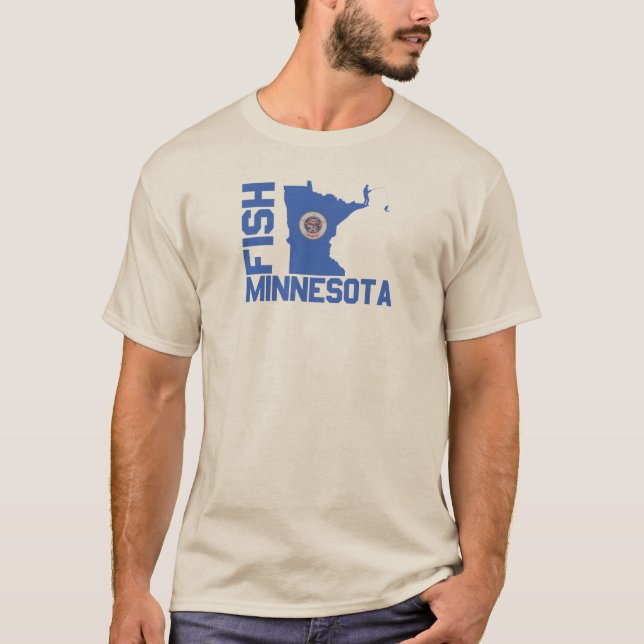 Fish Minnesota State Outline T-Shirt (Front)