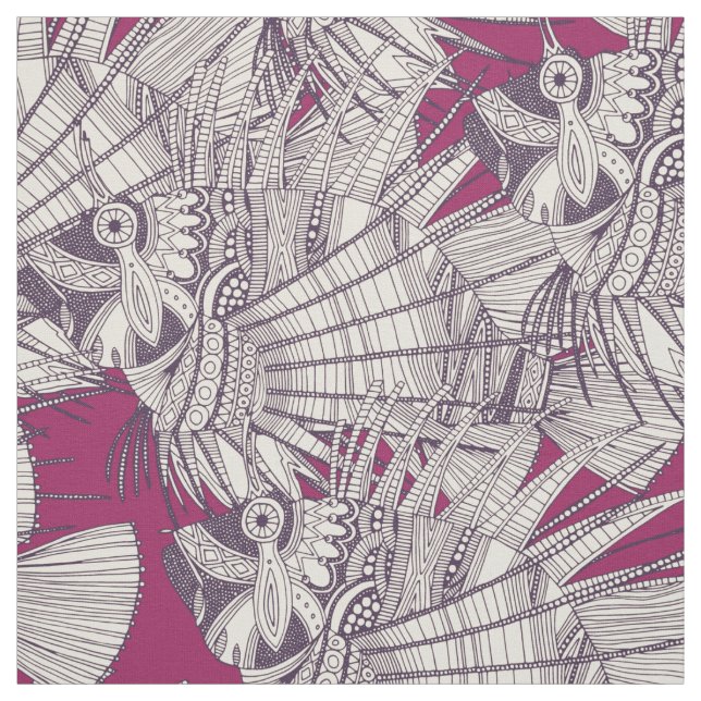 fish mirage berry fabric (Swatch)