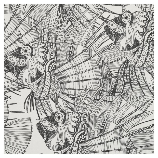 fish mirage black white fabric (Swatch)