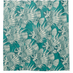fish mirage teal shower curtain