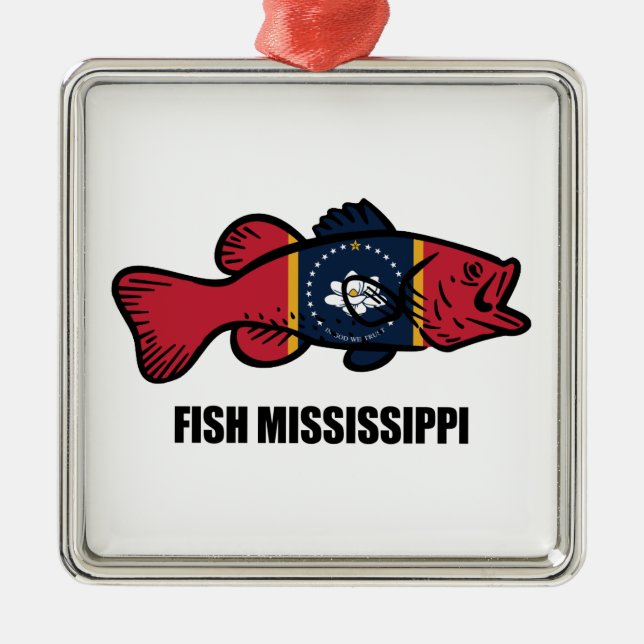 Fish Mississippi Metal Tree Decoration (Front)