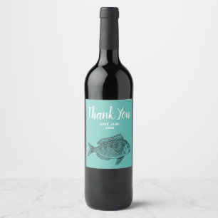 Fish modern thank you gift wine label