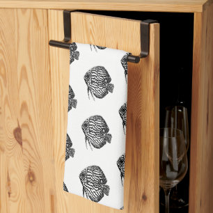 Fish Monochrome Tea Towel