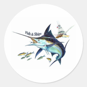 fish n ships classic round sticker