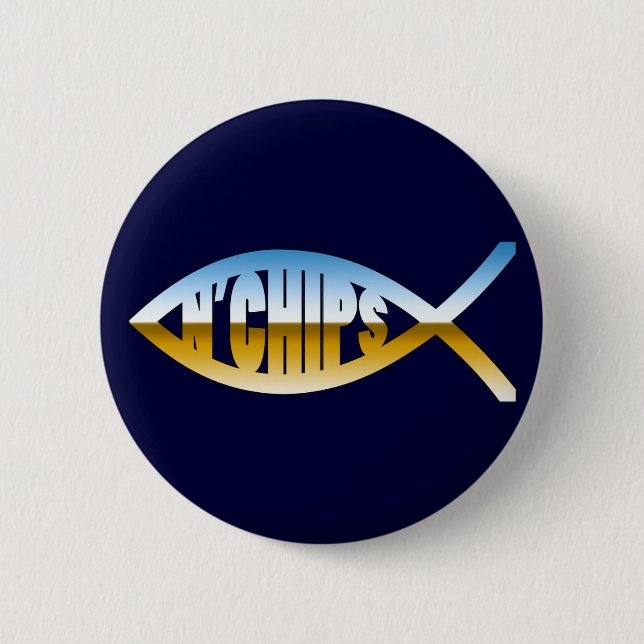 Fish N'Chips 6 Cm Round Badge (Front)