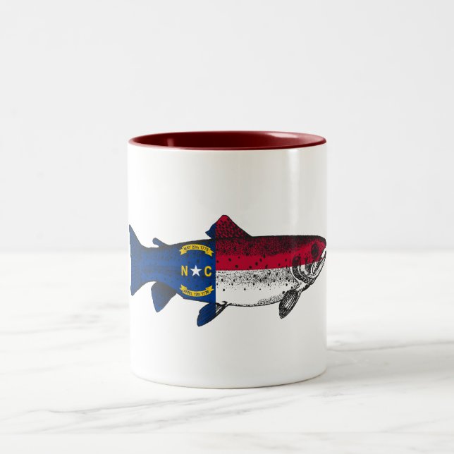 Fish North Carolina Trout Two-Tone Coffee Mug (Center)