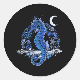 Fish Ocean Sea Creature Crescent Moon Underwater Classic Round Sticker