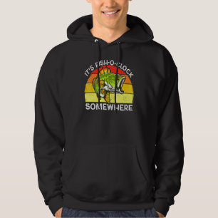 Fish Oclock Time To Fish Vintage Bass Fishing For Hoodie
