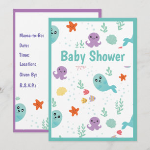 Fish Octopus Whales Ocean Baby Shower Invitation
