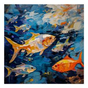 Fish Oil Painting Poster