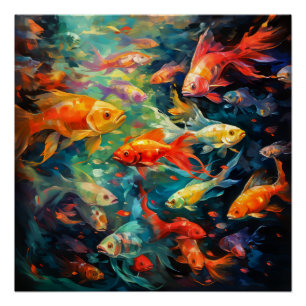 Fish Oil Painting Poster