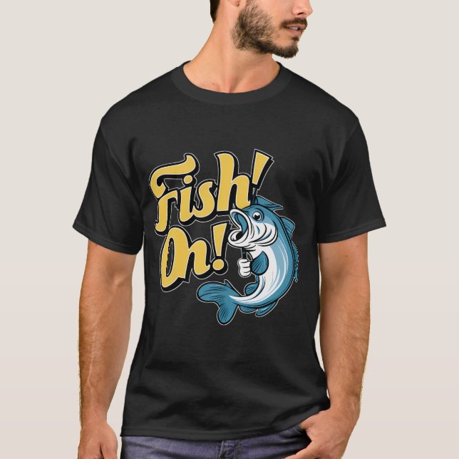 Fish On! Blue Splash of Springtime Excitement T-Shirt (Front)