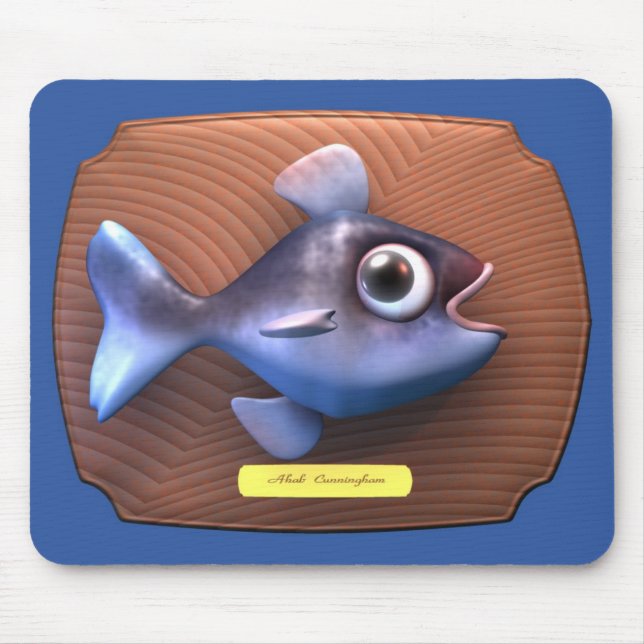 Fish on Cutting Board Mouse Pad (Front)