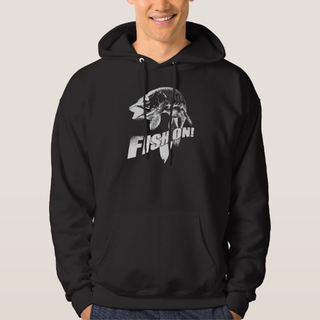 Fish on musky hoodie (Front)
