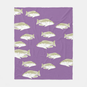 Fish on purple fleece blanket