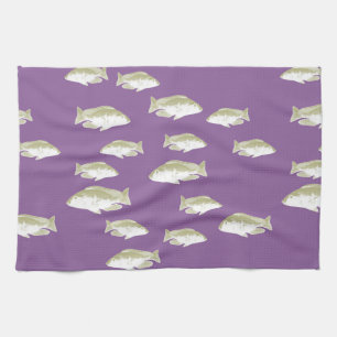 Fish on purple tea towel