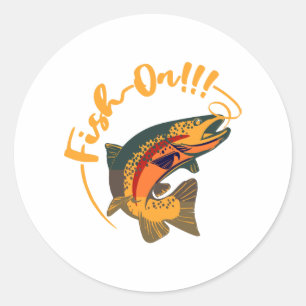 Fish On Rainbow Trout Fishing Classic Round Sticker