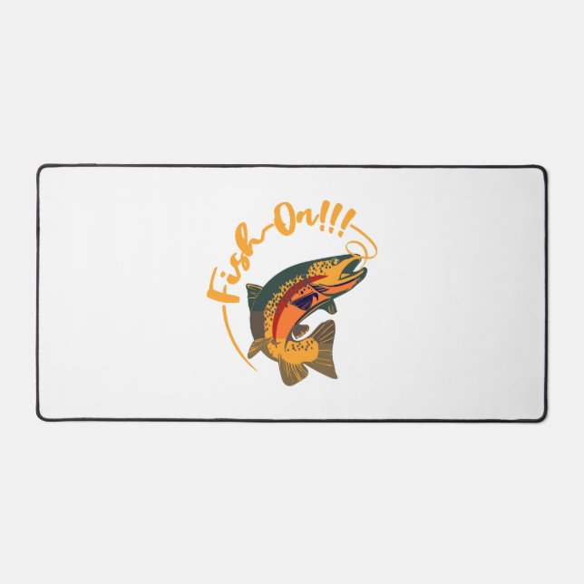 Fish On Rainbow Trout Fishing Desk Mat (Front)