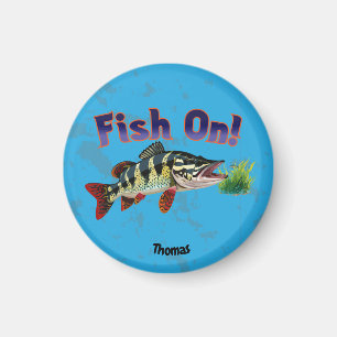 "Fish On!" Trophy Pike In Natural Habitat Magnet